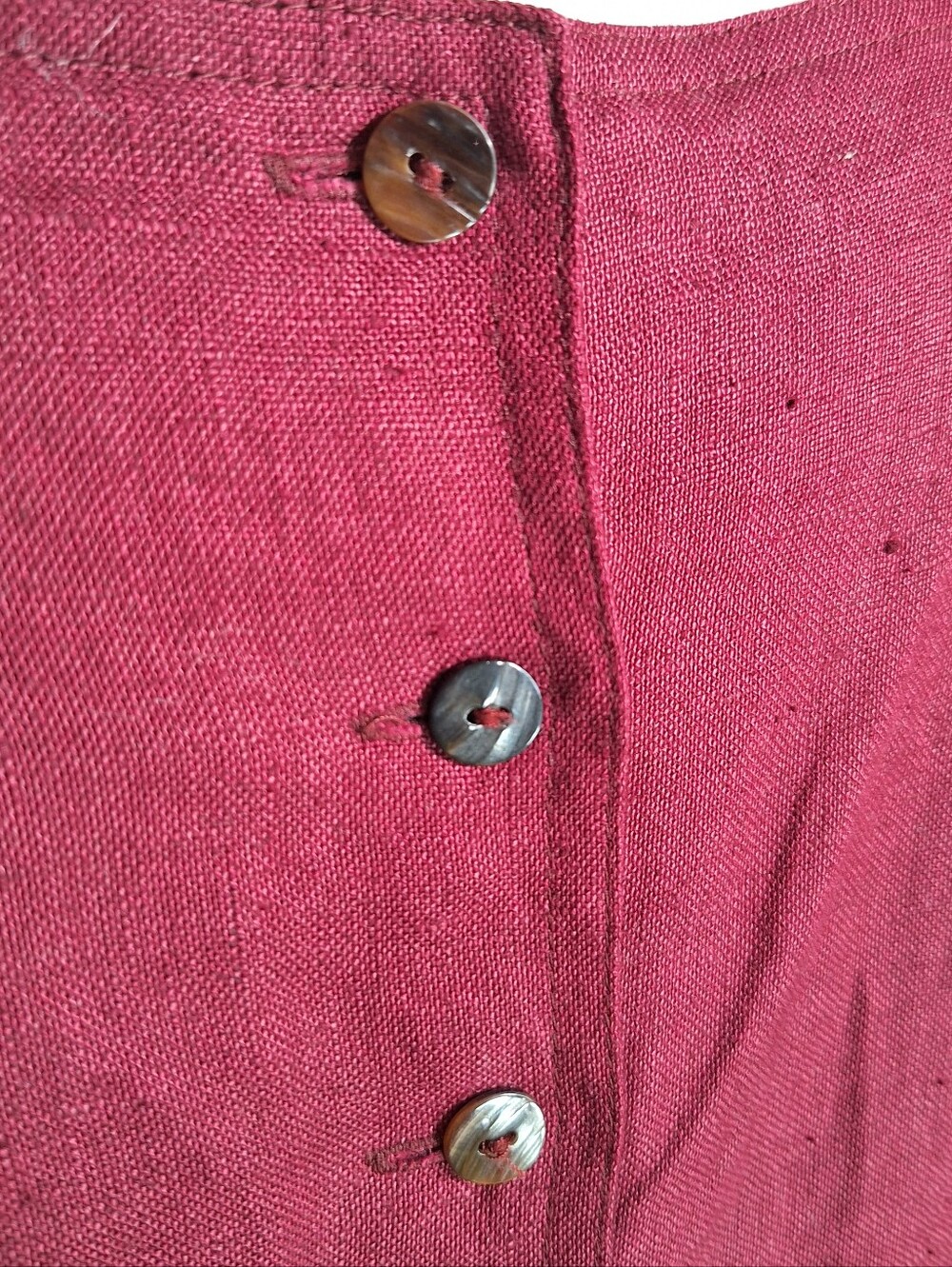 Vintage 90s Button Front 100% Linen Minimalist Maxi Dress M Whimsigoth Burgundy - Picture 3 of 7
